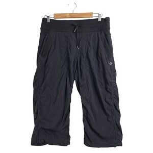 Lululemon Studio Crop II Black Pinstripe Dance Travel Capri Pants Womens‎ Size 8